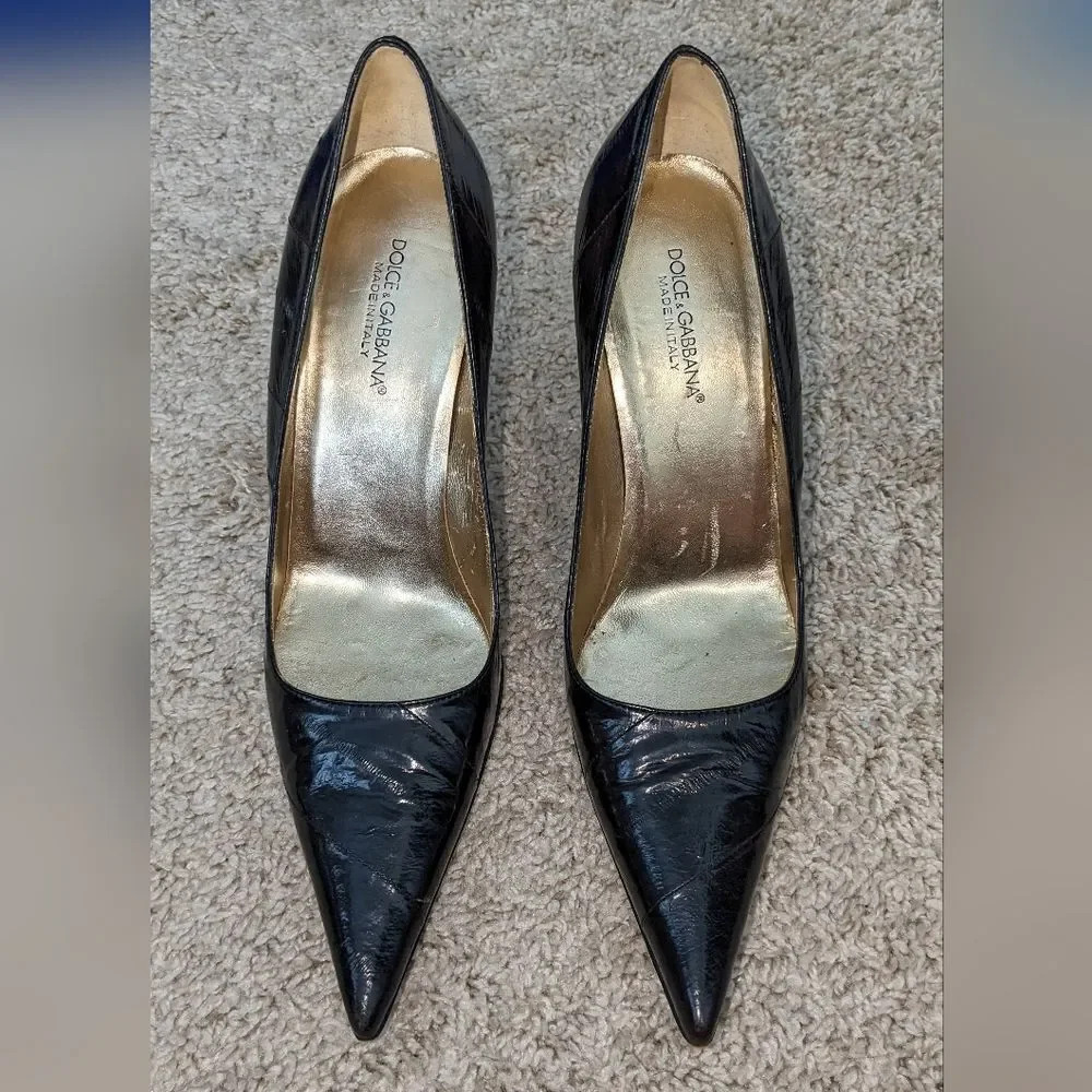 Vintage Dolce & Gabbana Black Pointed Toe Slip Heels